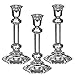 Light In The Dark Set of 3 Glass Candle Stick Holders - Hexagonal Taper Candles Holder – for Candlestick, Dinner Candles, Party and Wedding Centerpieces, Table Decoration (7.5 Inch Tall)