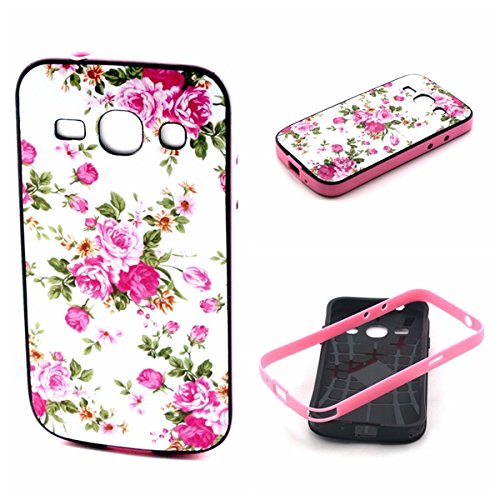 For Samsung Galaxy Core Plus Case, IVY Pink Rose Peony Flower - Luxury Cute Fashion 2in1 Border With TPU Case Cover Skin For Samsung Galaxy Core Plus (GT-G3500 / SM-G350 / G3502)