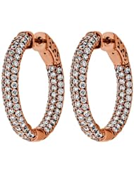 2.70 ct. tw Round Cut Diamond Pave Inside Outside Hoop Earrings - G-H SI2 - 14 Kt. Rose Gold