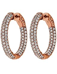 2.70 ct. tw Round Cut Diamond Pave Inside Outside Hoop Earrings - G-H SI1 - 14 Kt. Rose Gold
