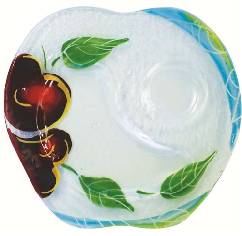 Doris Glass Apple Shaped Rosh Hashana Honey Dish - Pomegranate Designed