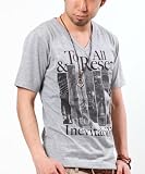 (メンズスタイル) MENZ-STYLE 　　Ｖネックプリント半袖カットソー 半袖 カットｿー