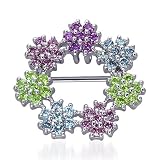 Sweet Daisies for your Spring and Summer Days: Sterling Silver Multi-Colored Cubic Zirconia Daisy Wreath Brooch