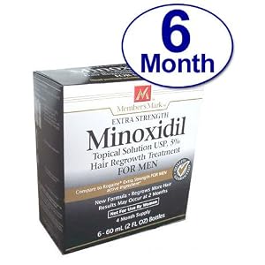 Minoxidil 6 Month Supply 5% Extra Strength for Men Member's Mark Brand - Compare to Rogaine