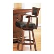 Cherry Finish Bar Stool Chair w/Swivel Black Leather Seat & Back