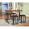 5 Pc Set Wood / Metal Counter Height Dining Room Set Table & 4 Stools