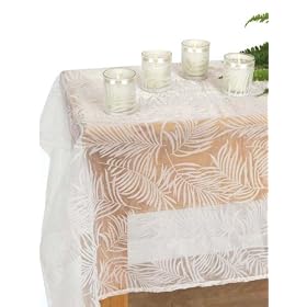 Pack of 2 Spring Blossom Sheer Organza Tablecloths and 8 Matching Votive Holders