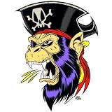Monkey Pirate Sticker ~ Rockin' Lowbrow Art Decal by Alan Forbes Zombie Monkey Spits