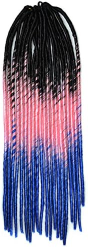 Colorlife 1 Pack 20" Black to Light Pink to Dark Blue Color Soft Dread Lock Crochet Braid Hair Extension Synthetic Braiding Hair