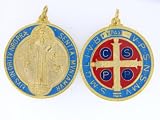 St. Benedict Large Medal-gold/color Epoxy Enamel Pendant Necklaces