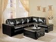 Sectional Sofa with Chaise on Right in Dark Brown Leather