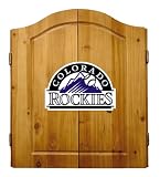 Imperial Colorado Rockies Licensed Solid Pine Cabinet and Bristle Dartboard Set