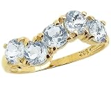 14K Yellow or White Gold Round Gemstone Squiggle Stackable Ring-Aquamarine-full, half sizes from 5-8.5