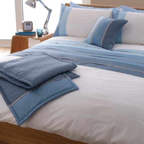 Tri Band Blue Stripe Band Single Duvet Quilt Cover Set Richmond House
