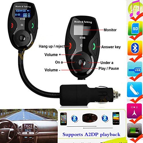 eTopTrade 2014 New Universal Wireless Bluetooth Handsfree Car Kit FM Transmitter Modulator Car mp3 Player With Mic for Apple iPhone Nexus 5 Samsung Galaxy