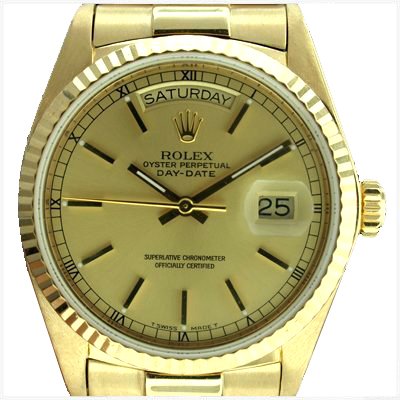 Rolex men\'s 18K Gold Day-Date President watch