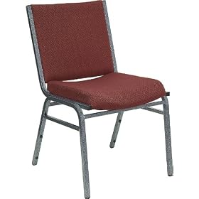 Heavy Duty, 3'' Thickly Padded, Burgundy Patterned Upholstered Stack Chair... by Furniture Crew