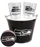 NFL Seattle Seahawks Satin Etch Bucket and 4 Glass Gift Set at Amazon.com