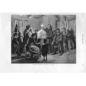 Singing Christmas Carols In Russia Antique Print 1883