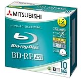 三菱化学メディア BD-RE(Video) 書換録画用 130分 2倍速 5mmケース10P IJP対応(ホワイト) ワイド VBE130NSP10の画像