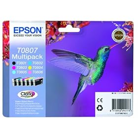 Epson Claria T0807 Hummingbird Genuine Multipack Ink Cartridges
