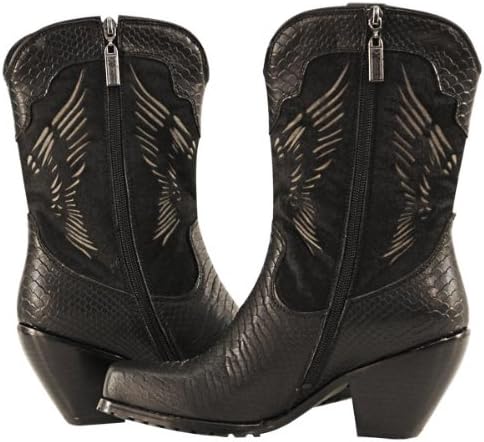Xelement Womens Winged Snake Leather Biker Boots - 9 1/2