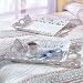 DISTRESSED WHITE CARVED WOOD LEAF 2PC PIECE TRAY SET