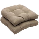Pillow Perfect Outdoor Taupe Textured Solid Wicker Seat Cushions, 2-Pack