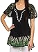 Sakkas Cora Relaxed Fit Batik Design Embroidery Cap Sleeves Blouse / Top
