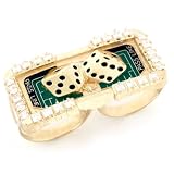 10k Gold Dice Craps Casino Hip Hop Two Finger Mens Ring