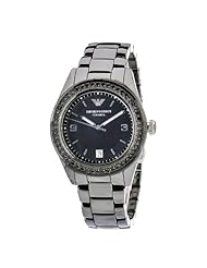 Emporio Armani Womens AR1423 Black Ceramic Case & Bracelet Crystal Bezel Black Mother-of-Pearl Dial Watch