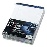 Mead Everready Wide-Ruled 8 1/2 x 11 3/4 Inch White 50 Sheet Legal Pads 12 Pack (59172)