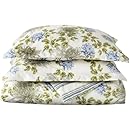Divatex Waterflower Microfiber Duvet Full/Queen Mini Set, Ivory/Blue