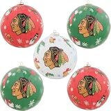 Chicago Blackhawks 5-Pack Decoupage Ball Ornament Set
