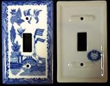 Blue Willow Ceramic Light Switch Cover Single
