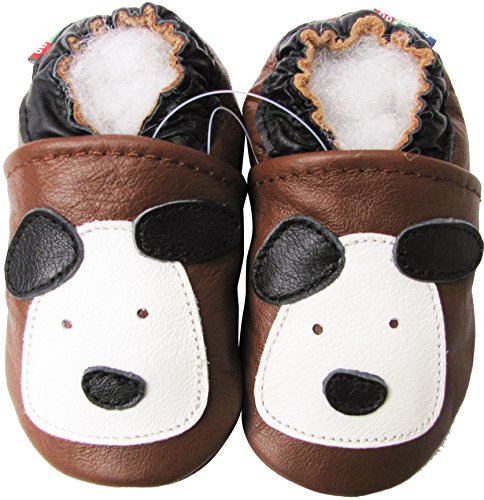 Carozoo baby boy soft sole leather infant toddler kids shoes Little Puppy Brown
