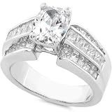One of a Kind 3 ctw IGI Cert Oval Princess & Princess-Baguette Diamond Ring in Platinum