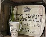 Shabby Cottage Chic French Feed Sack Serving Tray Decor
