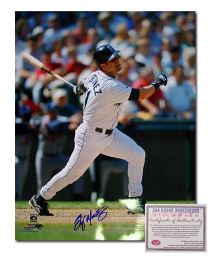 Edgar Martinez Seattle Mariners MLB Hand Signed 16x20 Photograph Swinging Home Jersey