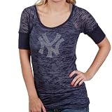 MLB Touch by Alyssa Milano New York Yankees Ladies Navy Blue Ladies Crystal Premium T-shirt (Large)