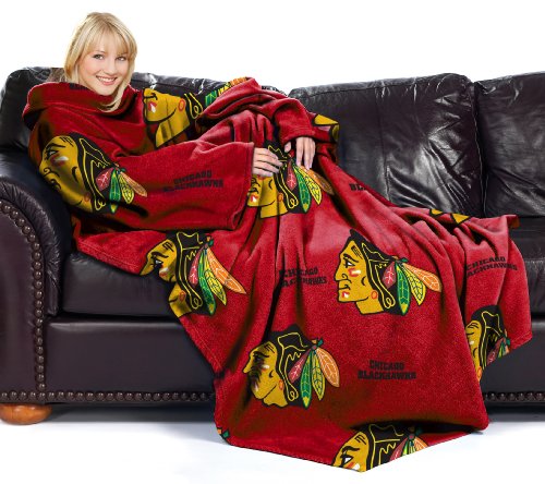 NHL Chicago Blackhawks Adult Comfy Throw Blanket with Sleeves