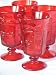 Cherry Thumbprint Goblet Set of 4 - Ruby Red Glass