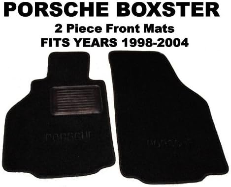 1998 - 2004 Porsche Boxster OEM *BLACK* Floor Carpet Mats Matting (Two Piece Front Mats) with PORSCHE Embroidery Monogram - comes with driver side protective heel pad