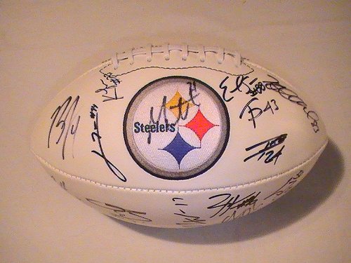 2011 Pittsburgh Steelers Team Signed Autographed Full Size Football Ward,Wallace,Roethlisberger Coa + Hologram
