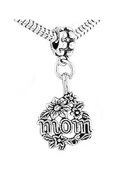 Sterling Silver Mom with Daisies Dangle Bead Charm