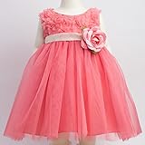 (アリサナ) arisanaスモ-ルバラチュ-ルベビ-ドレス+ベルト+コサ-ジュ ベビー 70cm【S】 コーラルピンク(濃いピンク)