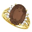 14K Yellow Gold Smoky Quartz and Diamond Ring