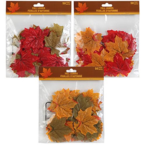 150 Artificial Fall Leaves in a Variety of Autumn Colors
