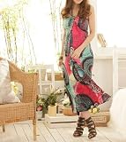 Colorful Print Maxi Dress, Silky Long Dress, Women's Dress