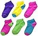 Gold Toe Big Girls' 6 Pack Flat Knit Quarter Sock, Assorted Neons, Medium